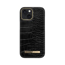 iDeal of Sweden Atelier AW21 Back Case priekš Apple iPhone 15 - Neo Noir Croco - mākslīgās ādas aizmugures apvalks ar iebūvētu metālisku plāksni / bampers-vāciņš
