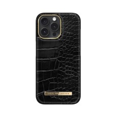 iDeal of Sweden Atelier AW21 Back Case priekš Apple iPhone 15 Pro - Neo Noir Croco - mākslīgās ādas aizmugures apvalks ar iebūvētu metālisku plāksni / bampers-vāciņš