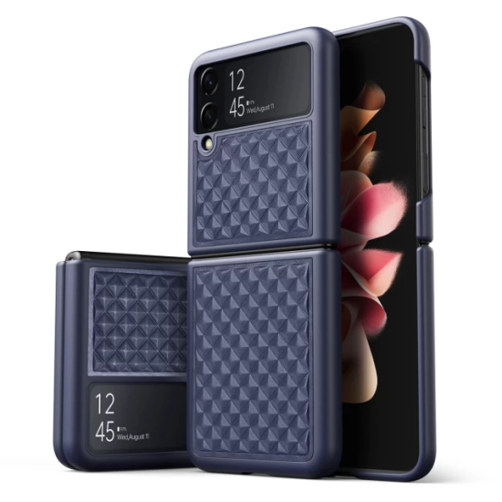 Dux Ducis Venice Leather Case priekš Samsung Galaxy Flip3 5G - Tumši Zils - mākslīgās ādas aizmugures apvalks / vāciņš