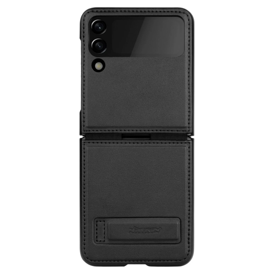 Nillkin Qin Pro Leather Case priekš Samsung Galaxy Flip3 5G - Melns - mākslīgās ādas aizmugures apvalks / vāciņš