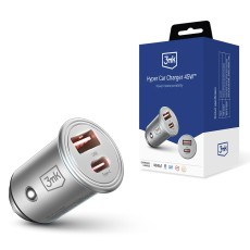 3MK Hyper Car Charger Type-C / USB ports QC 4.0 / PD 45W - Pelēks - USB un Type-C ātrs auto lādētājs telefoniem un planšetdatoriem