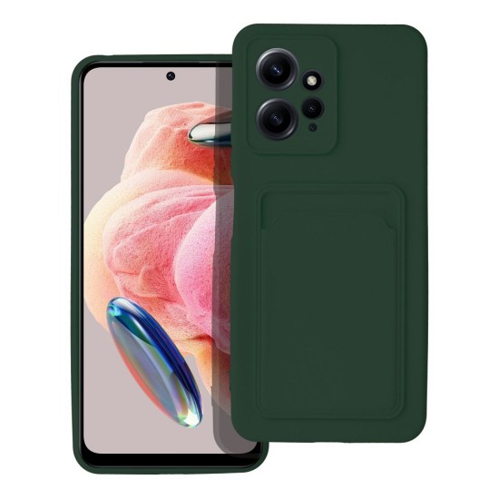 Forcell Card Back Case priekš Xiaomi Redmi Note 12 4G - Tumši Zaļš - silikona aizmugures apvalks ar kabatiņu / bampers-vāciņš