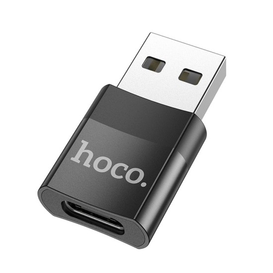 Hoco (UA17) Type-C OTG Female to USB Male - Melns - USB-C adapteris telefoniem vai planšetdatoriem ar USB ieeju / konektoru