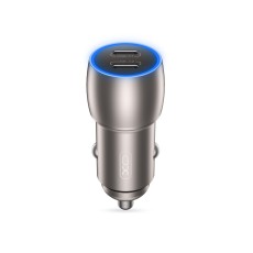 XO CC51 QC 3.0 / PD 40W 2x Type-C Fast Car Charger - Pelēks - Ātrs auto lādētājs telefoniem un planšetdatoriem