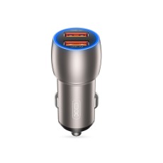 XO CC52 QC 3.0 / PD 36W 2x USB Fast Car Charger - Pelēks - Ātrs auto lādētājs telefoniem un planšetdatoriem