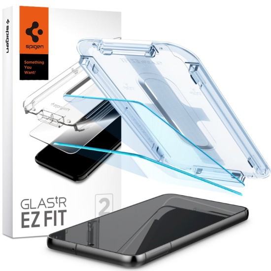 Spigen Full Screen Size Tempered Glass screen protector (2gab.) priekš Samsung Galaxy S23 5G S911 - Melns - Ekrāna Aizsargstikls / Bruņota Stikla Aizsargplēve
