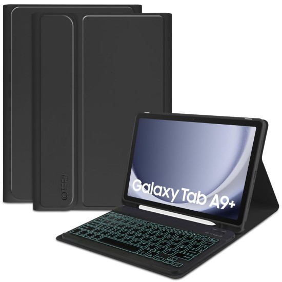Tech-Protect SC Pen Smart Case with Keyboard priekš Samsung Galaxy Tab A9 Plus X210 / X215 / X216 - Melns - sāniski atverams maciņš ar klaviatūru