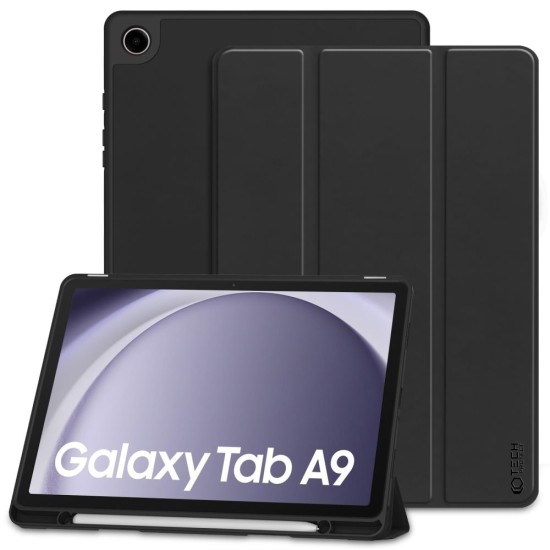 Tech-Protect SC Pen Book Case priekš Samsung Galaxy Tab A9 X110 / X115 - Melns - sāniski atverams maciņš ar magnētu un stendu
