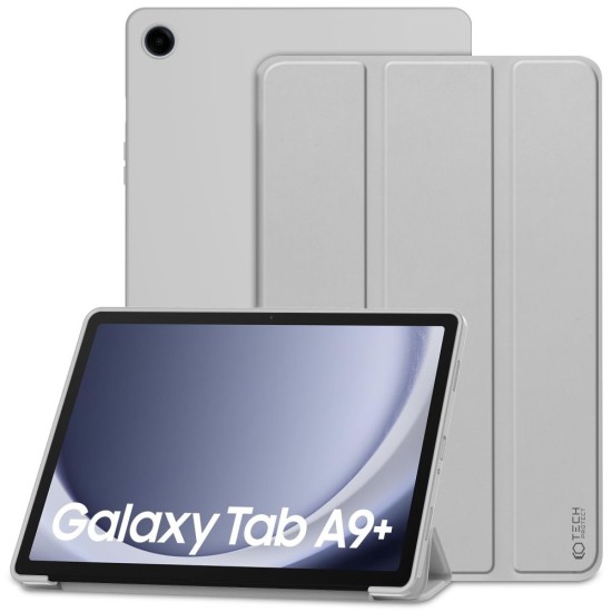 Tech-Protect Smart Case priekš Samsung Galaxy Tab A9 Plus X210 / X215 / X216 - Pelēks - sāniski atverams maciņš ar magnētu un stendu
