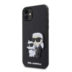 Karl Lagerfeld Saffiano Karl and Choupette Collection series KLHCN61SANKCPK priekš Apple iPhone 11 - Melns - mākslīgās ādas aizmugures apvalks / maciņš