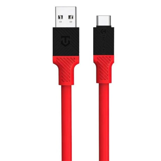 Tactical 1M Fat Man 60W / 3A USB to Type-C cable - Sarkans - USB-C lādēšanas un datu kabelis / vads
