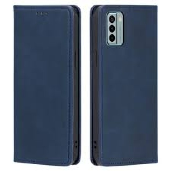 Calf Texture PU Leather Book Case для Nokia G22 - Синий - чехол-книжка со стендом / подставкой