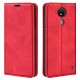 Skin-Touch PU Leather Book Case priekš Nokia C21 - Sarkans - sāniski atverams maciņš ar magnētu un stendu