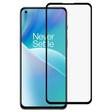 Silk Printing Full Glue Anti-Explosion Tempered Glass screen protector priekš OnePlus Nord 2T 5G - Melns - Ekrāna Aizsargstikls / Bruņota Stikla Aizsargplēve