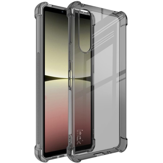 Imak Shockproof Matt TPU Back Case priekš Sony Xperia 10 V - Caurspīdīgs / Melns - silikona aizmugures apvalks / bampers-vāciņš