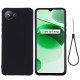 Liquid Silicone Shockproof Back Case with Strap priekš Huawei P60 / P60 Pro - Melns - silikona aizmugures apvalks ar auklu / bampers-vāciņš