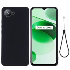 Liquid Silicone Shockproof Back Case with Strap priekš Honor 90 Lite 5G - Melns - silikona aizmugures apvalks ar auklu / bampers-vāciņš