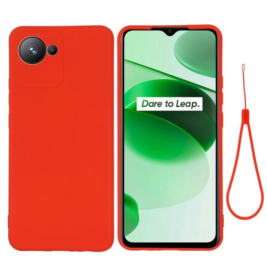 Liquid Silicone Shockproof Back Case with Strap для Huawei Honor 90 Lite 5G - Красный - силиконовая накладка с шнурком / бампер-крышка