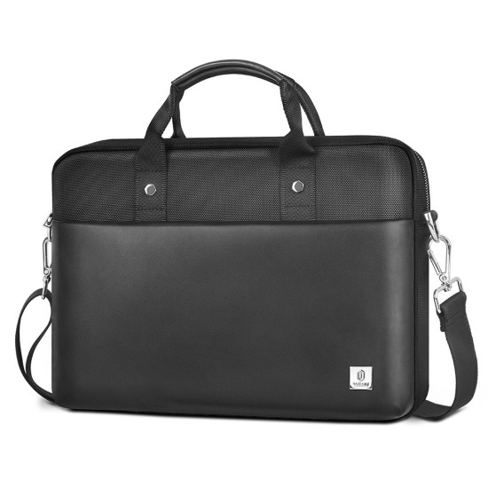 WIWU Horizontal Style PU Leather Shoulder Laptop Bag 14-inch - Melna