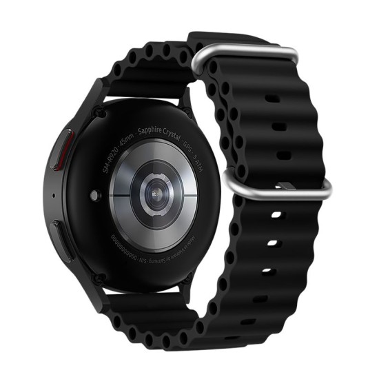 22 mm Forcell F-Design (FS01) Silicone Watch Band - Melns - silikona siksniņas (jostas) priekš pulksteņiem