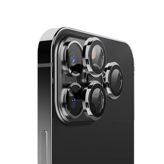 X-One Sapphire Armor Pro Camera Lens Tempered Glass protector priekš Apple iPhone 15 / 15 Plus - Melns - Aizmugurējās kameras aizsargstikls