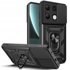 Tech-Protect Camshield Pro Back Case priekš Xiaomi Redmi Note 13 4G - Melns - triecienizturīgs silikona-plastikāta aizmugures apvalks ar gredzenu / bampers-vāciņš