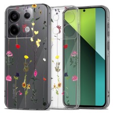 Tech-Protect FlexAir Series Back Case priekš Xiaomi Redmi Note 13 Pro 5G / Poco X6 5G - Caurspīdīgs / Puķes - silikona aizmugures apvalks / bampers-vāciņš