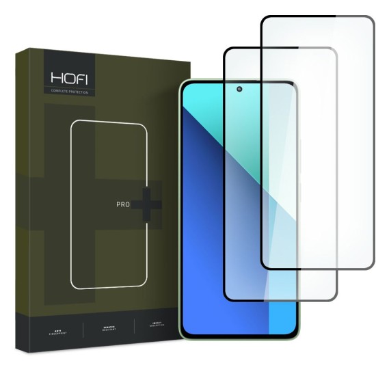 Hofi Premium Pro+ 9H Full Glue Tempered Glass Screen Protector (2pcs.) priekš Xiaomi Redmi Note 13 4G - Melns - Ekrāna Aizsargstikls / Bruņota Stikla Aizsargplēve