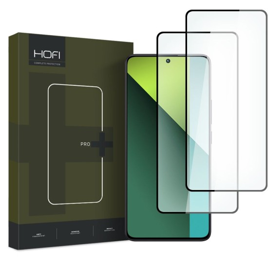 Hofi Premium Pro+ 9H Full Glue Tempered Glass Screen Protector (2pcs.) priekš Xiaomi Redmi Note 13 5G / Note 13 Pro / Poco X6 5G / Poco M6 Pro - Melns - Ekrāna Aizsargstikls / Bruņota Stikla Aizsargplēve