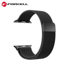 Forcell F-Design (FA03) Magnetic Milanese Watch Band priekš Apple Watch 38 / 40 / 41 mm / Series 10 / 11 (42mm) - Melns - siksniņa viedpulksteņiem no nerūsējoša tērauda ar magnētu