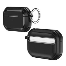 Beline Solid Case priekš Apple Airpods Pro 2 - Melns - triecienizturīgs silikona-plastikāta apvalks bezvadu austiņu lādēšanas ierīcei ar karabīni