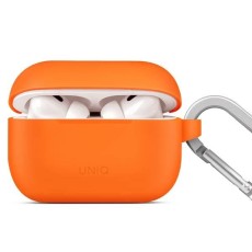Uniq Vencer Case with Silicone Sport Strap priekš Apple Airpods Pro 2 - Oranžs - silikona apvalks bezvadu austiņu lādēšanas ierīcei ar karabīni un silikona auklu
