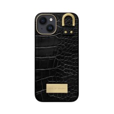 iDeal of Sweden Atelier SS22 Back Case priekš Apple iPhone 14 - Black Croco - mākslīgās ādas aizmugures apvalks ar iebūvētu metālisku plāksni / bampers-vāciņš