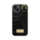 iDeal of Sweden Atelier SS22 Back Case priekš Apple iPhone 14 - Black Croco - mākslīgās ādas aizmugures apvalks ar iebūvētu metālisku plāksni / bampers-vāciņš