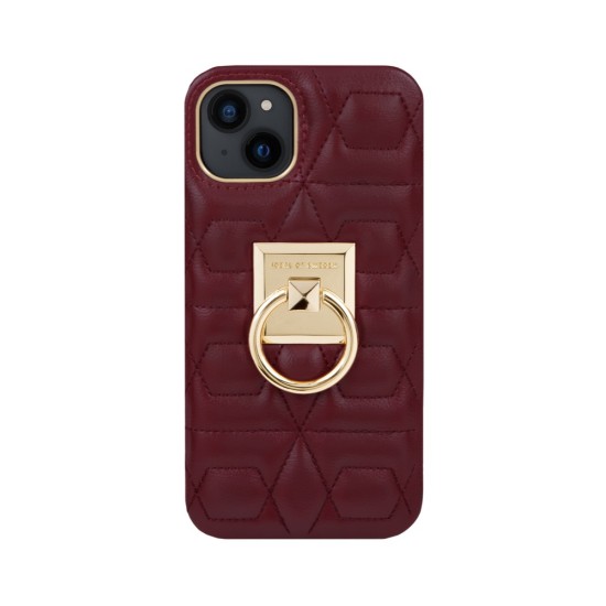 iDeal of Sweden Statement AW21 Back Case priekš Apple iPhone 13 - Quilted Ruby - mākslīgās ādas aizmugures apvalks ar kabatiņu / bampers-vāciņš