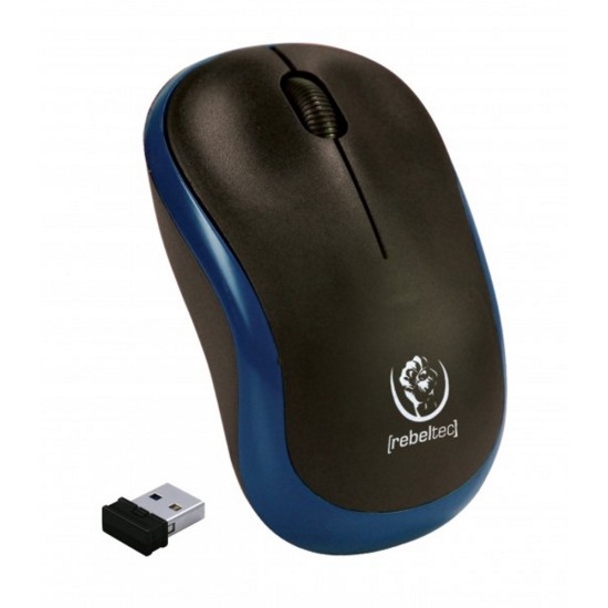 Rebeltec Meteor Wireless Optical BT Mouse 2.4G / 1000 DPI (2xAAA Batteries) - Melna / Zila - Bezvadu datorpele