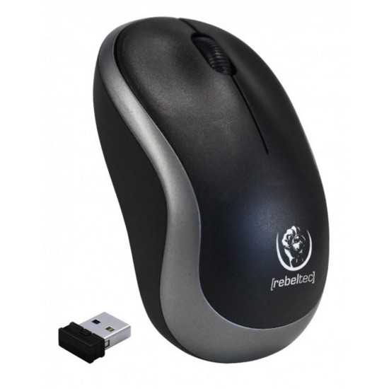 Rebeltec Meteor Wireless Optical BT Mouse 2.4G / 1000 DPI (2xAAA Batteries) - Melna / Pelēka - Bezvadu datorpele