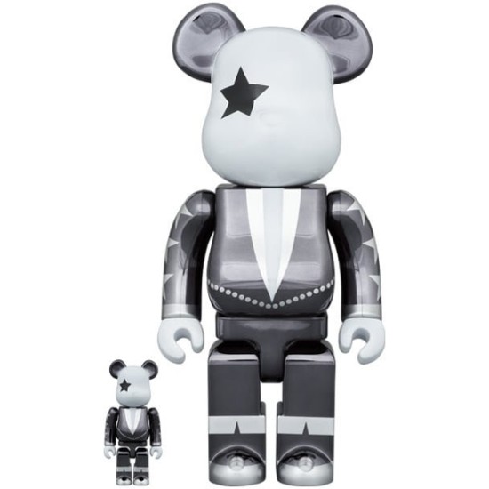 400% & 100% Bearbrick set - KISS Star Child (Chrome ed.) - Divu ABS plastmasas figūriņu komplekts