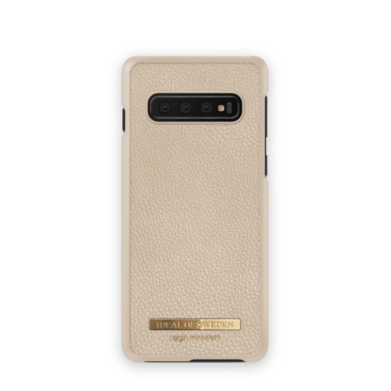 iDeal of Sweden Negin Mirsalehi Back Case priekš Samsung Galaxy S10e / S10e EE G970 - Beige Pebble - plastikāta aizmugures apvalks ar iebūvētu metālisku plāksni / bampers-vāciņš