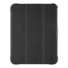 Tactical Heavy Duty Tri-fold Stand PU Book Case with Stylus Pocket priekš Apple iPad 10.9 (2022) / 11 (2025) - Melns - triecienizturīgs sāniski atverams maciņš ar stendu