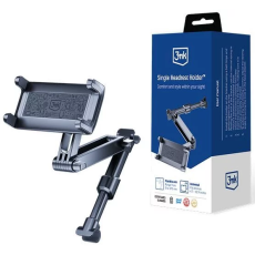 3MK Single Headrest Holder 4.7 - 12.9 inch - Melns - Universāls telefona / planšetdatora auto turētājs uz galvas balsta