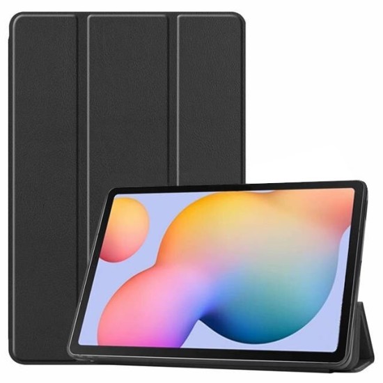 Tri-fold Stand PU Smart Auto Wake/Sleep Leather Case priekš Lenovo Tab M11 TB-330 - Melns - sāniski atverams maciņš ar stendu