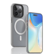 Blueo Frosted Anti-Drop MagSafe Back Case priekš Apple iPhone 15 Pro Max - Caurspīdīgs / Pelēks - silikona-plastikāta aizmugures apvalks / bampers-vāciņš