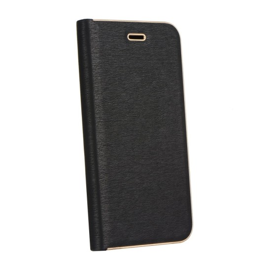 Luna Book Gold Case priekš Samsung Galaxy A15 4G A155 / A15 5G A156 - Melns - sāniski atverams maciņš ar magnētu un stendu