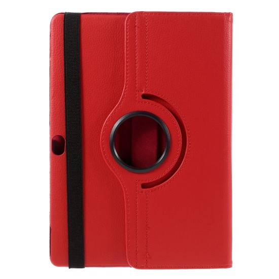 Litchi Skin Leather Case with 360 Degree Rotating Stand for Huawei MediaPad M2 10 (M2-A01W / M2-A01L) 10.1-inch - Red - sāniski atverams maciņš ar stendu (ādas maks, grāmatiņa, leather book wallet case cover stand)