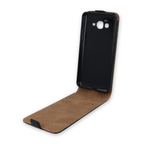GreenGo Leather Case Plus New priekš Huawei Y5 II (Y5 2) / Y6 II (Y6 2) Compact - Melns - vertikāli atverams maciņš (ādas telefona maks, leather book vertical flip case cover)