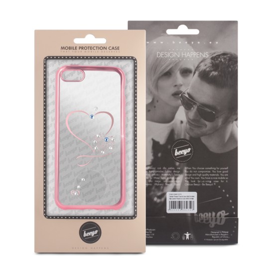 Beeyo Heart Case priekš Samsung Galaxy A5 (2016) A510 - Rozā Zelts - silikona aizmugures apvalks ar attēlu (bampers, vāciņš, ultra slim TPU silicone case cover, bumper)