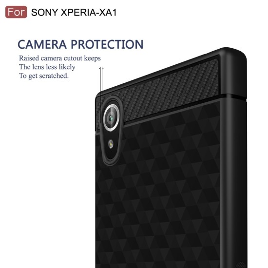 IVSO Carbon Fiber Silicone Case for Sony Xperia XA1 G3116 / G3121 - Black - triecienizturīgs silikona aizmugures apvalks (bampers, vāciņš, slim TPU silicone case shell cover, bumper)