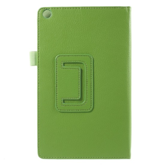 Lychee Texture Stand Leather Cover for Asus ZenPad 8.0 (Z380C / Z380KL) - Green - sāniski atverams maciņš ar stendu (ādas maks, grāmatiņa, leather book wallet case cover stand)