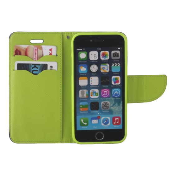 Smart Fancy book case priekš Alcatel A5 Led 5085D - Zils - sāniski atverams maciņš ar stendu (ādas maks, grāmatiņa, leather book wallet case cover stand)